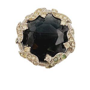 Signed Mimi Di N Large Faceted Glass Stone Brooch (A4967)
